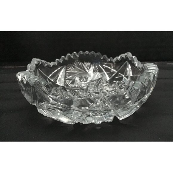 American Brilliant Period Cut Crystal Sawtooth Rim Diamond & Stars. Candy or Tri - Picture 3 of 6